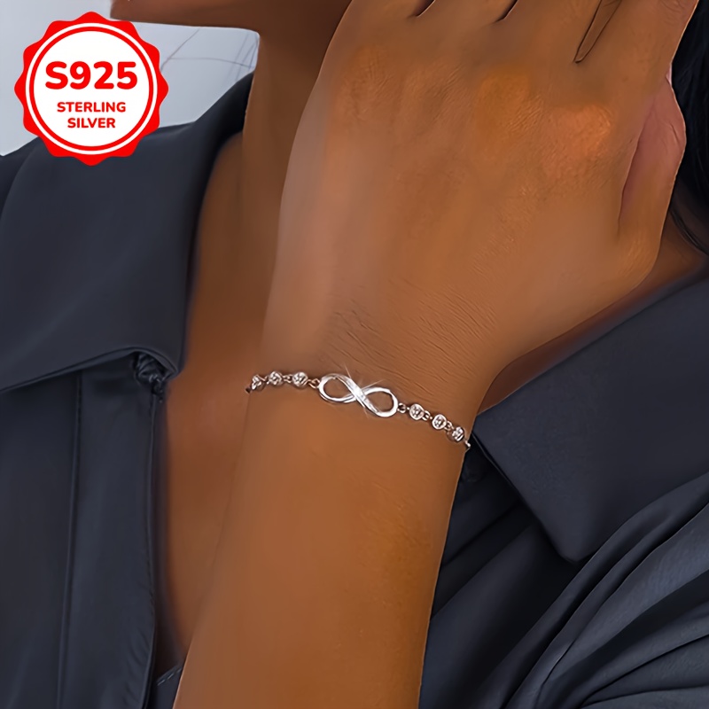 S925 Silver Infinity Loop Bracelet - Adjustable Sexy Design